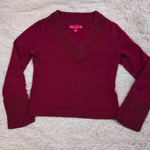 Vintage So Sweater Womens XL Red Cozy Comfort Preppy Crochet Casual